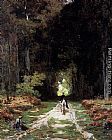 Jules Joseph Augustin Laurens Equestrienne on a Wooded Lane painting